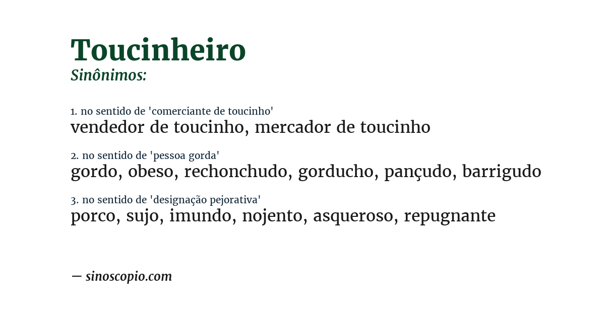 Sinônimo de toucinheiro