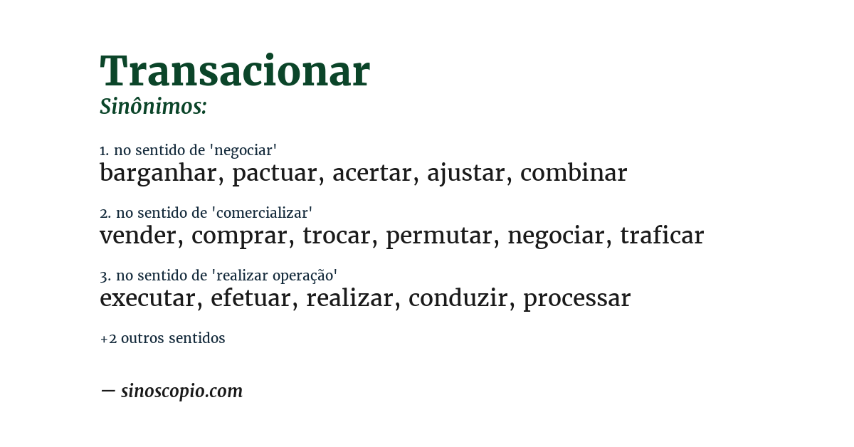Sinônimo de transacionar