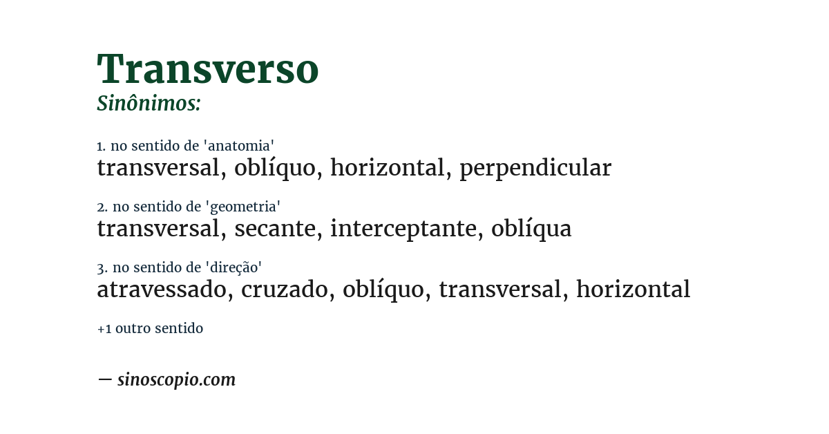 Sinônimo de transverso