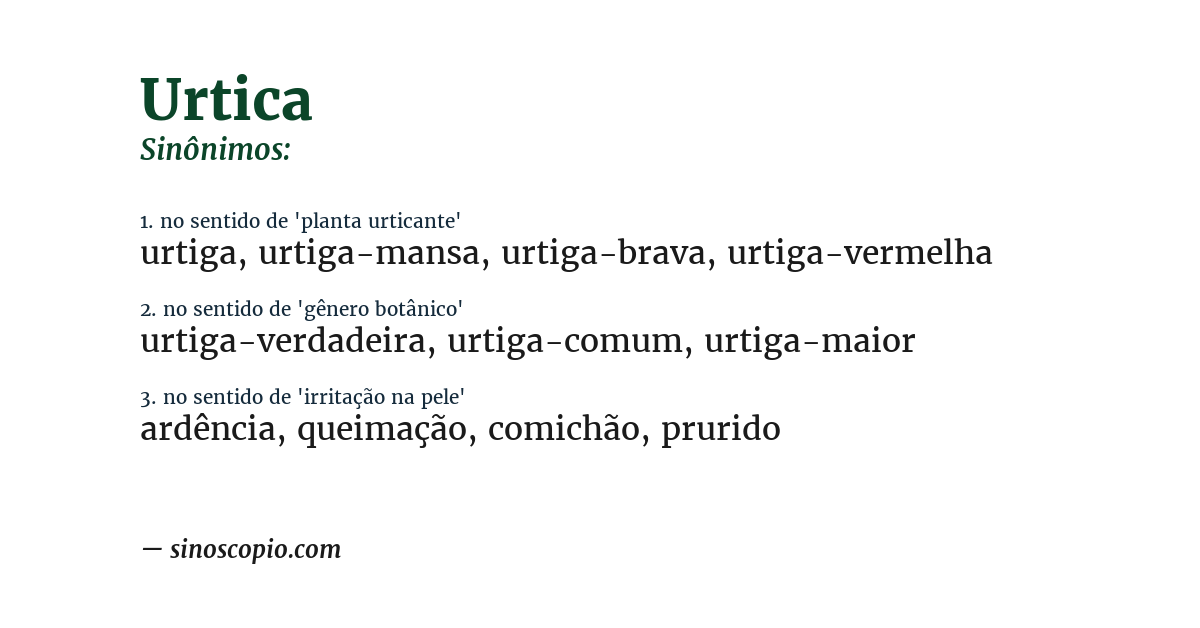 Sinônimo de urtica