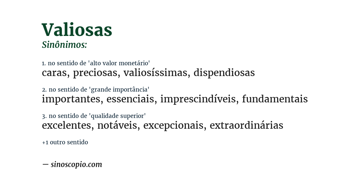 Sinônimo de valiosas