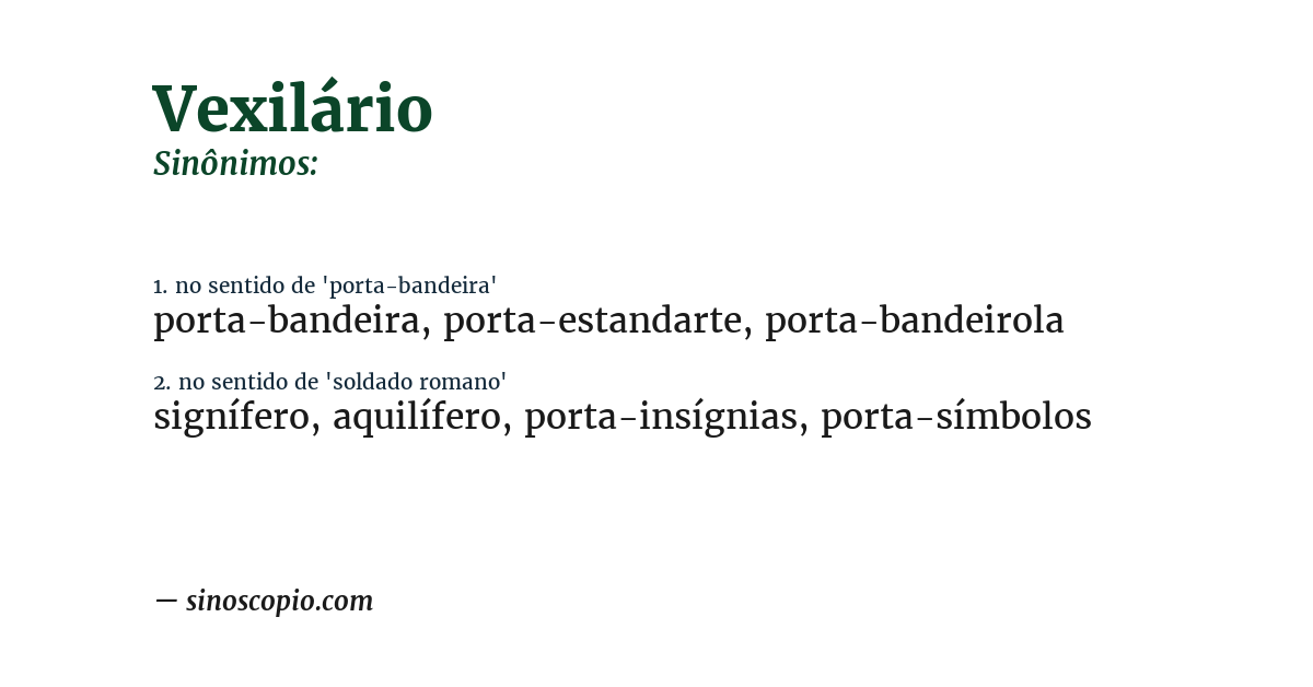 Sinônimo de vexilário