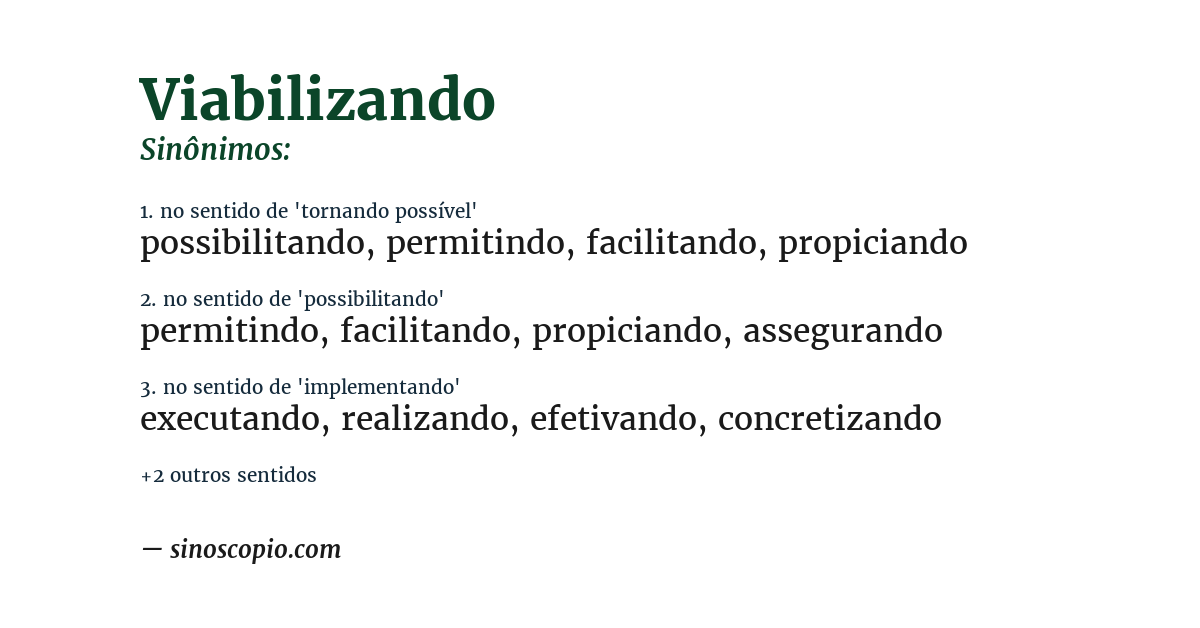 Sinônimo de viabilizando