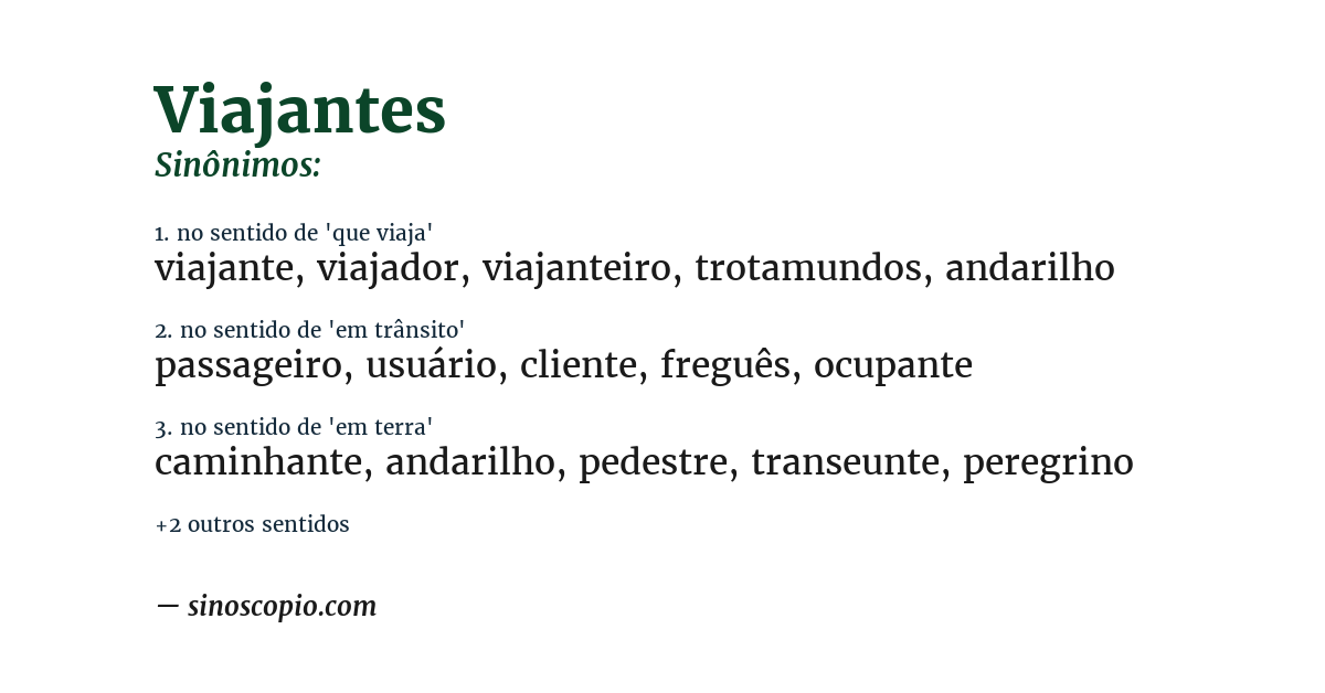 Sinônimo de viajantes