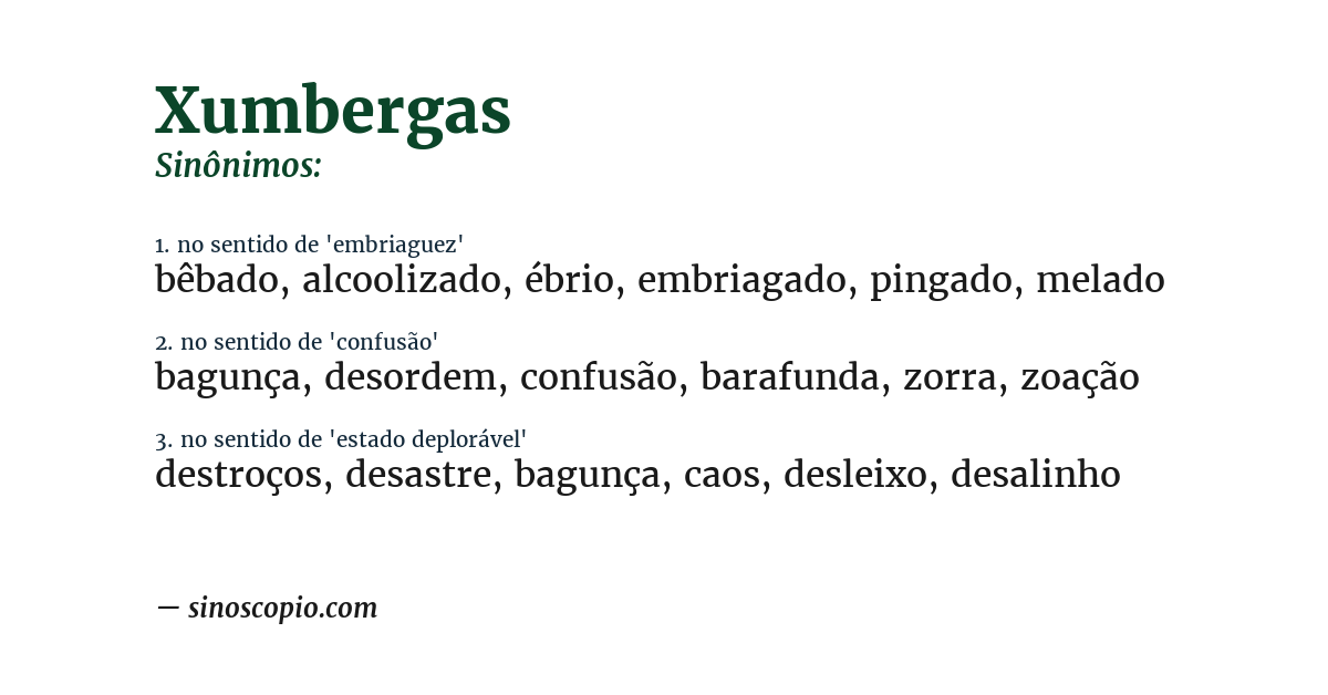 Sinônimo de xumbergas