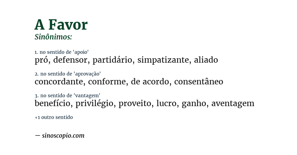 Sinônimo de a favor