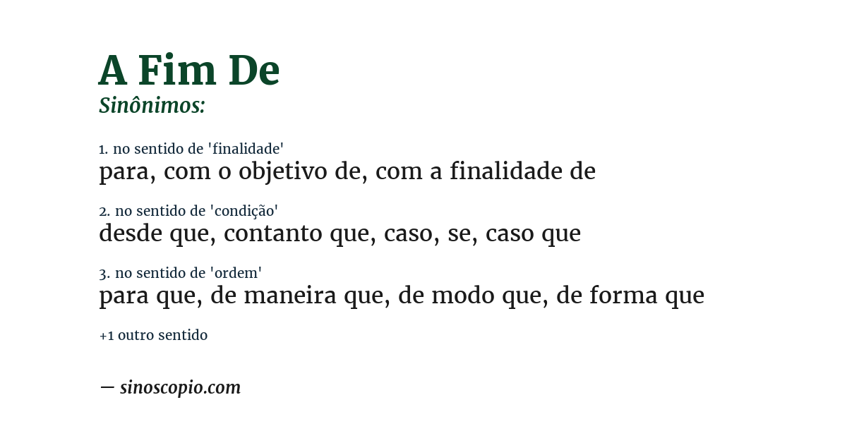 Sinônimo de a fim de