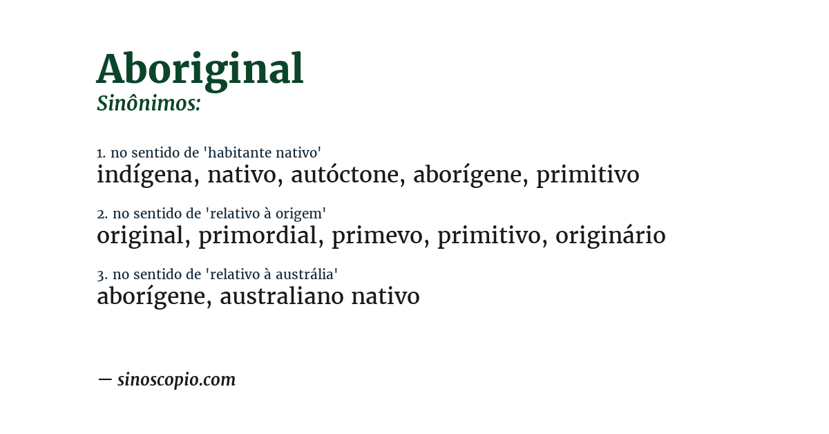 Sinônimo de aboriginal