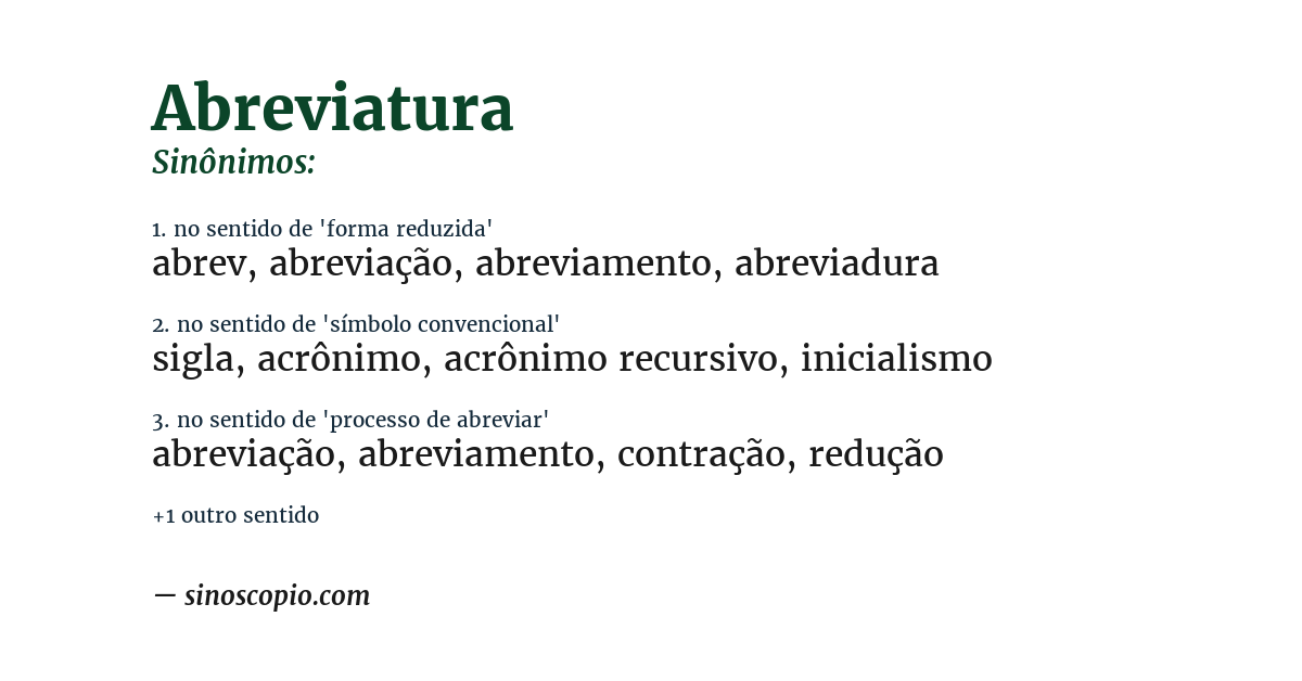 Sinônimo de abreviatura