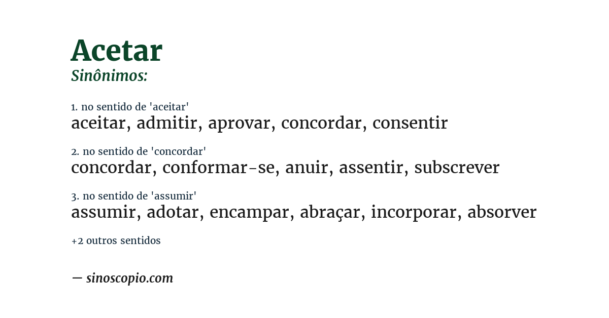 Sinônimo de acetar