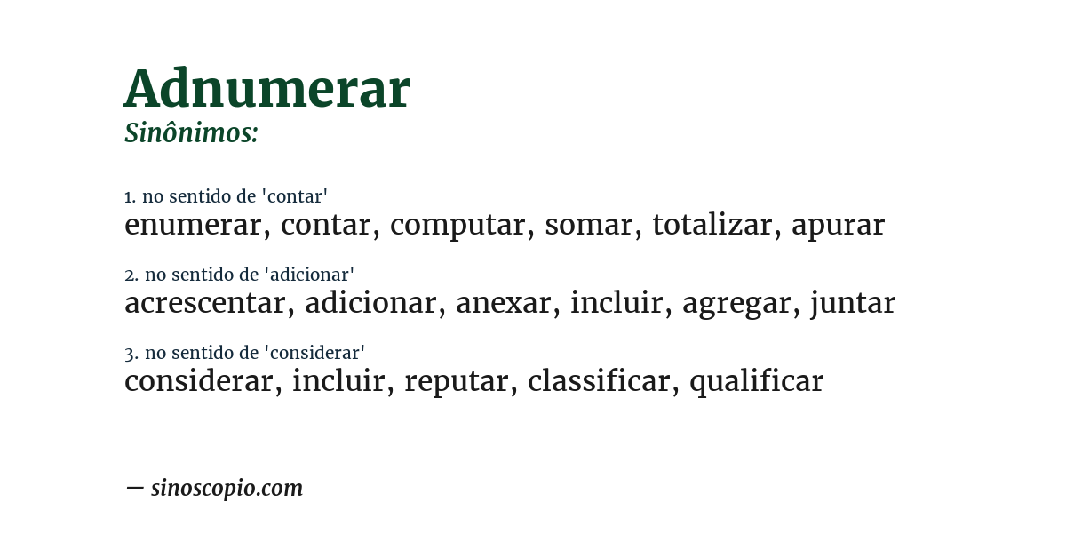 Sinônimo de adnumerar