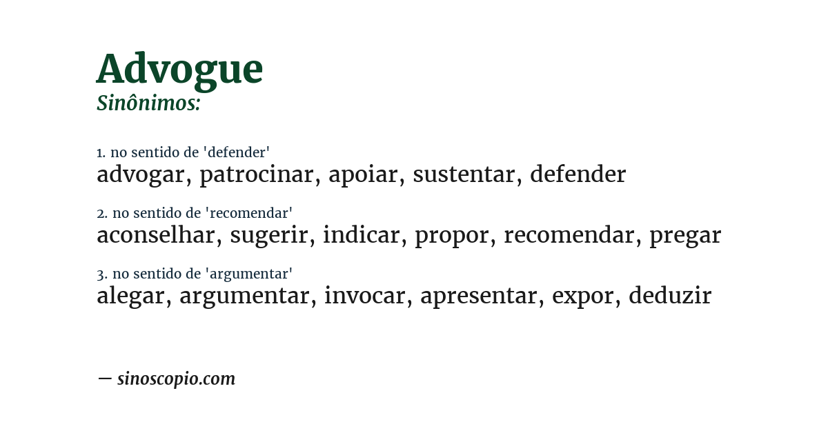 Sinônimo de advogue