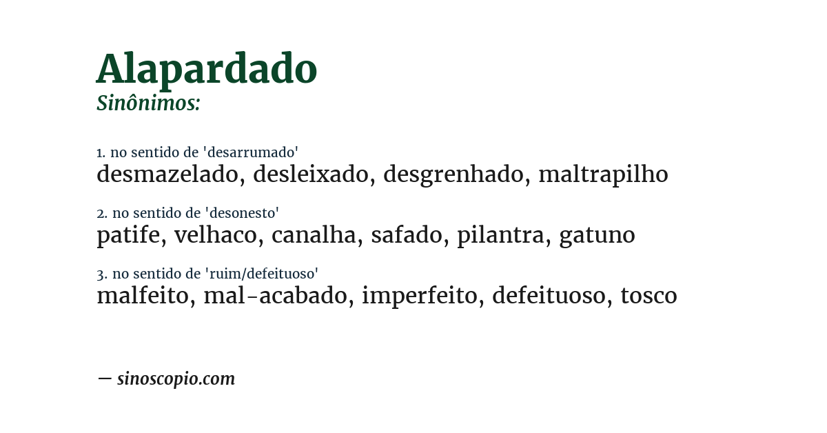 Sinônimo de alapardado