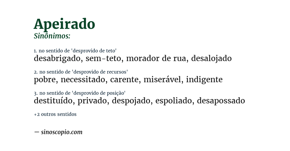 Sinônimo de apeirado