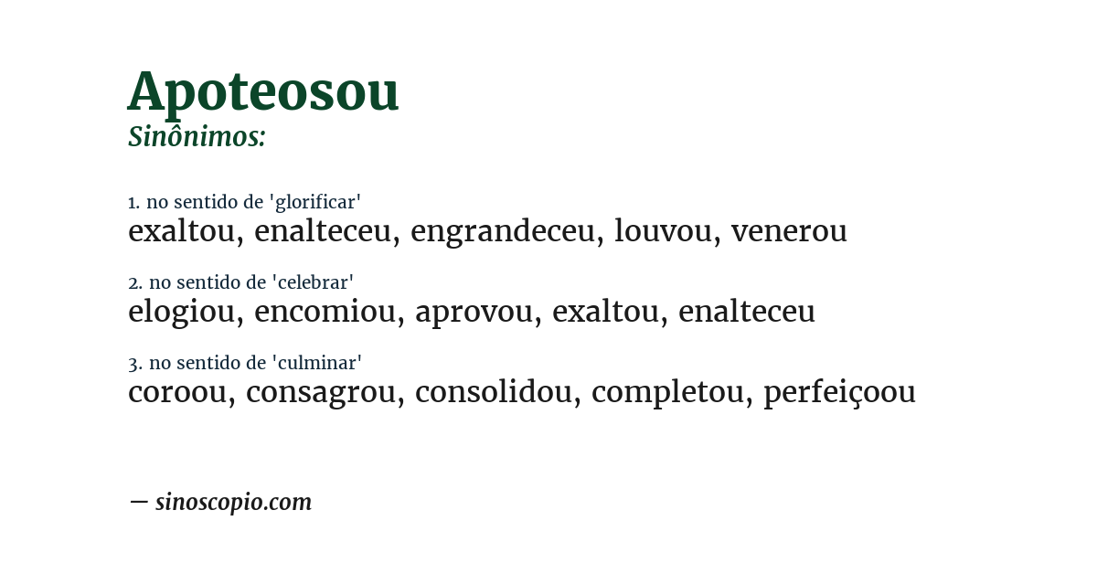 Sinônimo de apoteosou