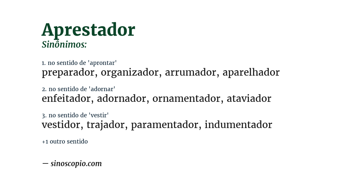 Sinônimo de aprestador