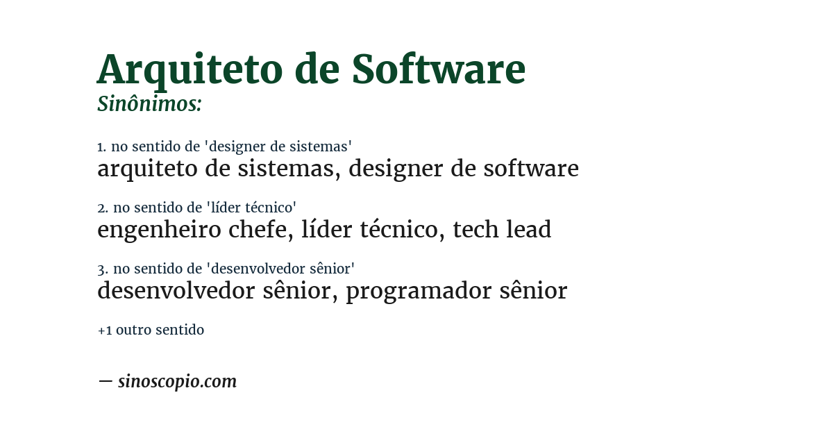 Sinônimo de arquiteto de software