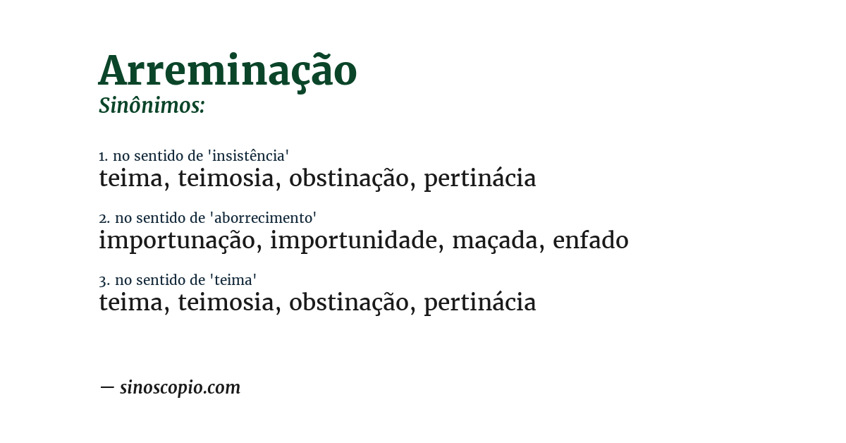 Sinônimo de arreminação