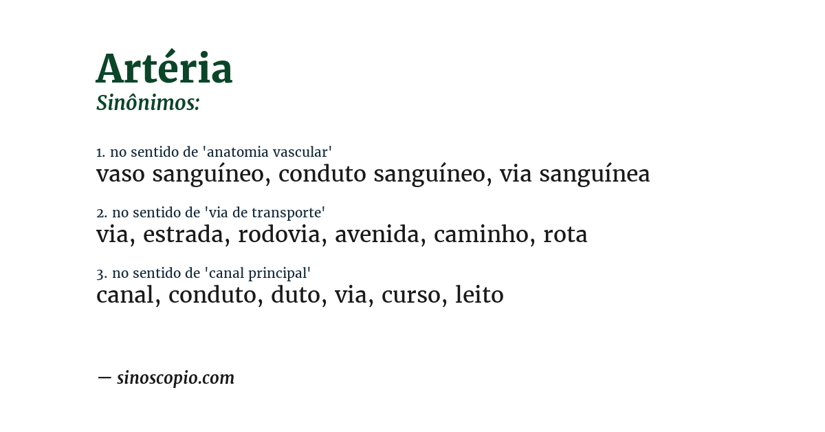 Sinônimo de artéria