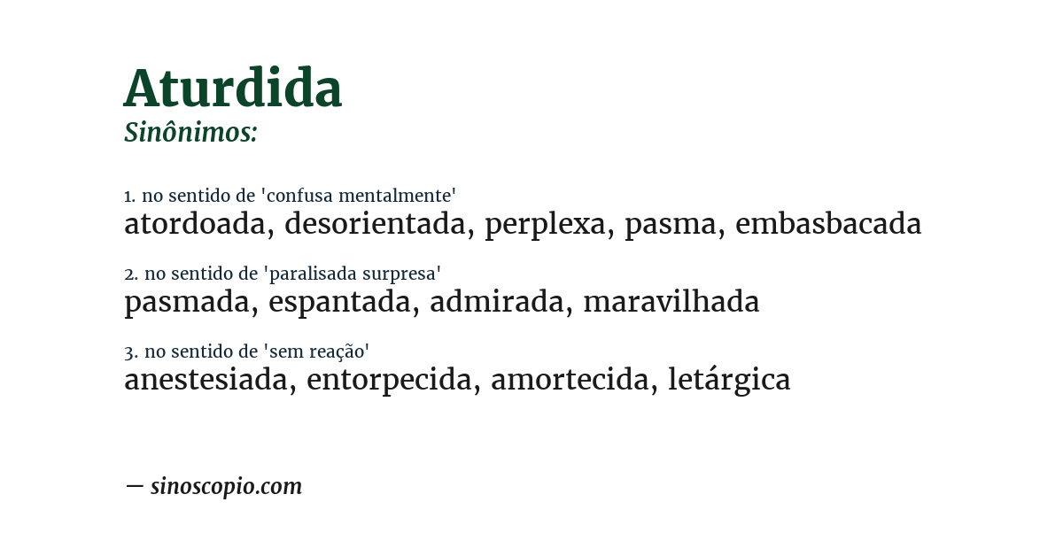Sinônimo de aturdida