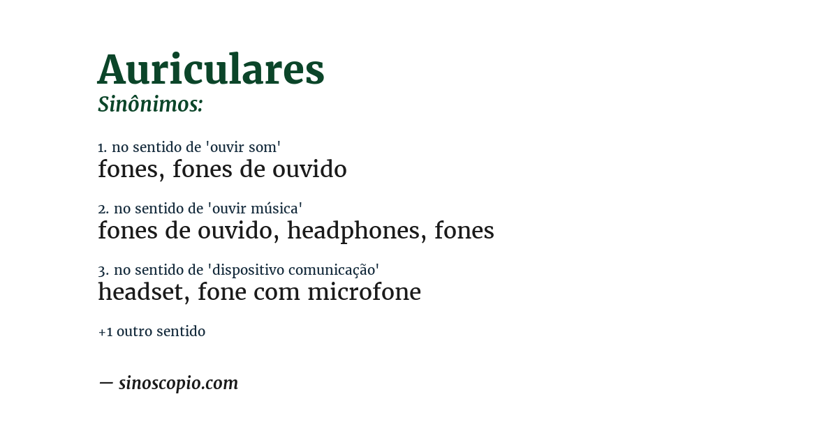 Sinônimo de auriculares
