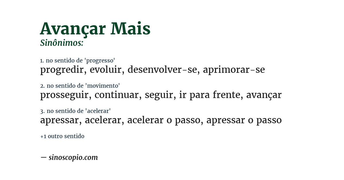 Sinônimo de avançar mais