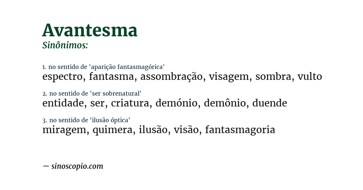 Sinônimo de avantesma