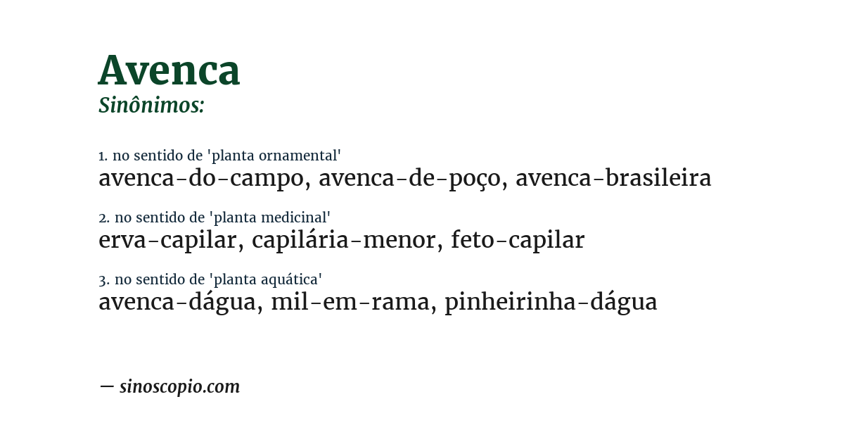 Sinônimo de avenca