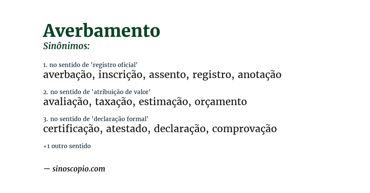 Sinônimo de averbamento