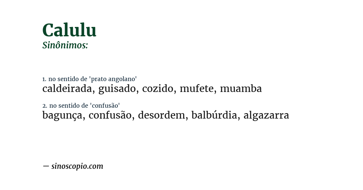 Sinônimo de calulu