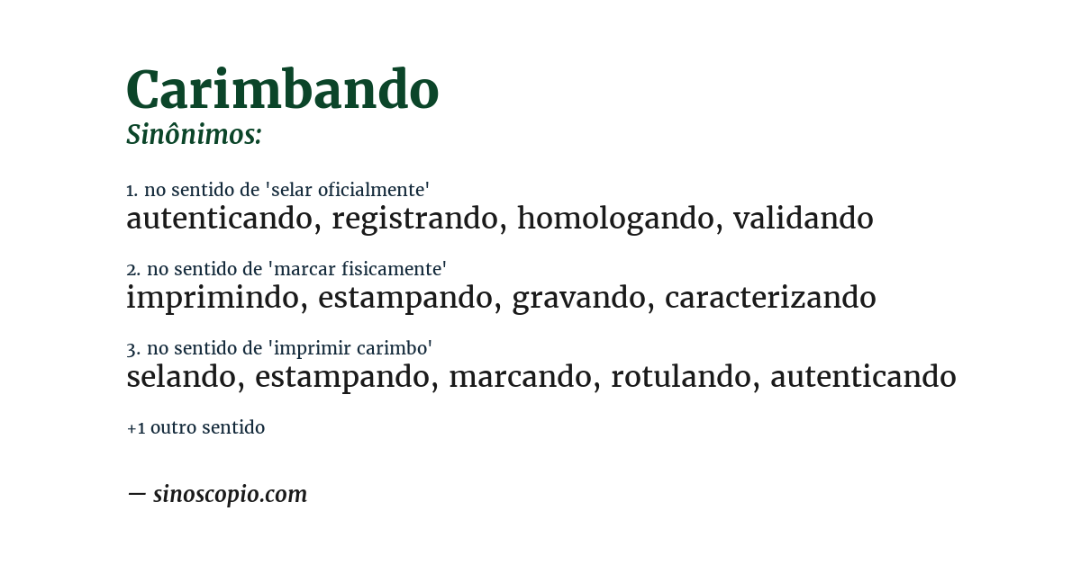 Sinônimo de carimbando
