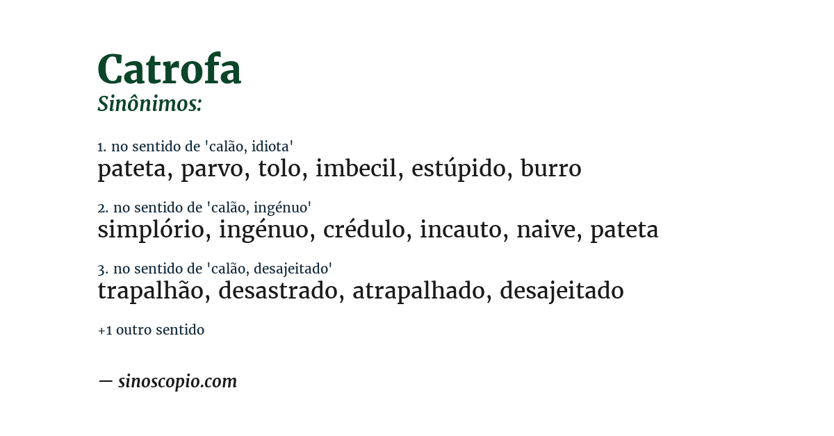 Sinônimo de catrofa