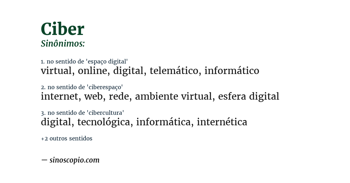 Sinônimo de ciber