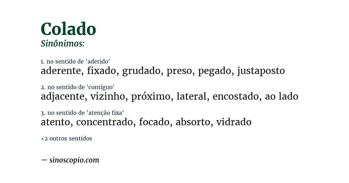 Sinônimo de colado