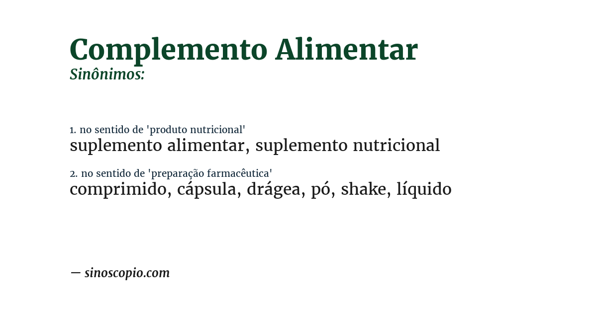 Sinônimo de complemento alimentar