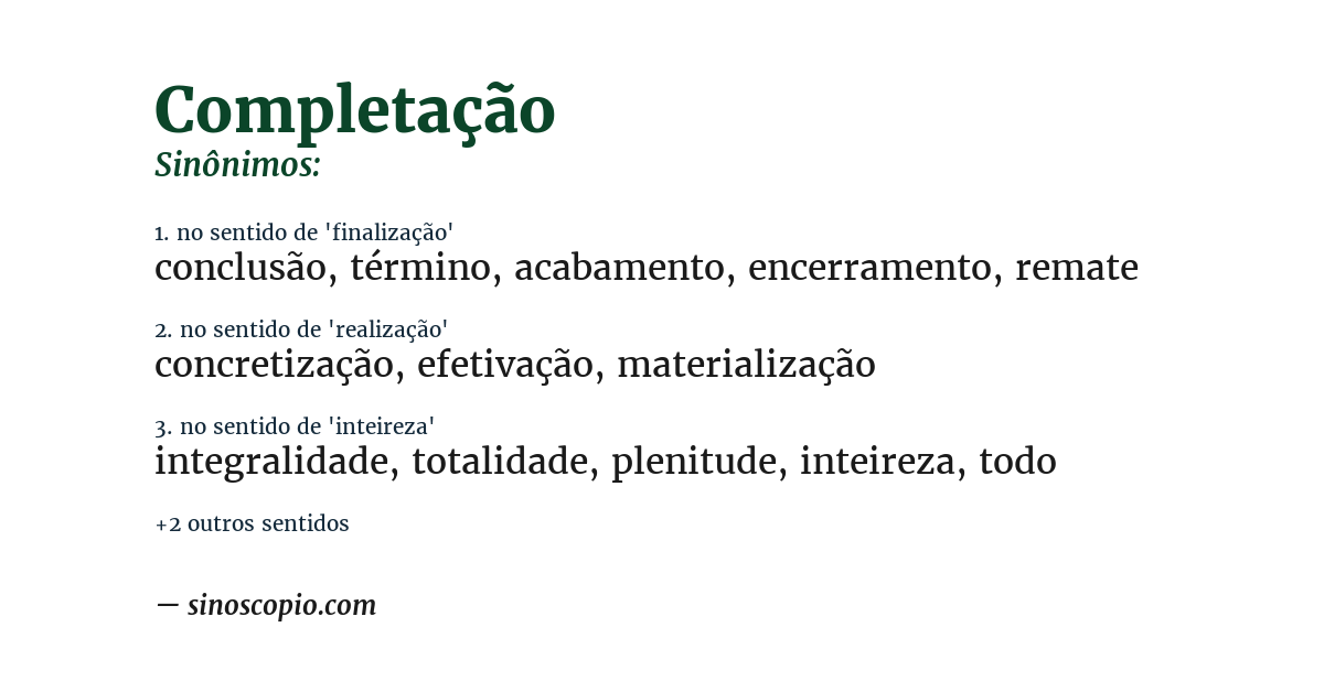 Sinônimo de completação