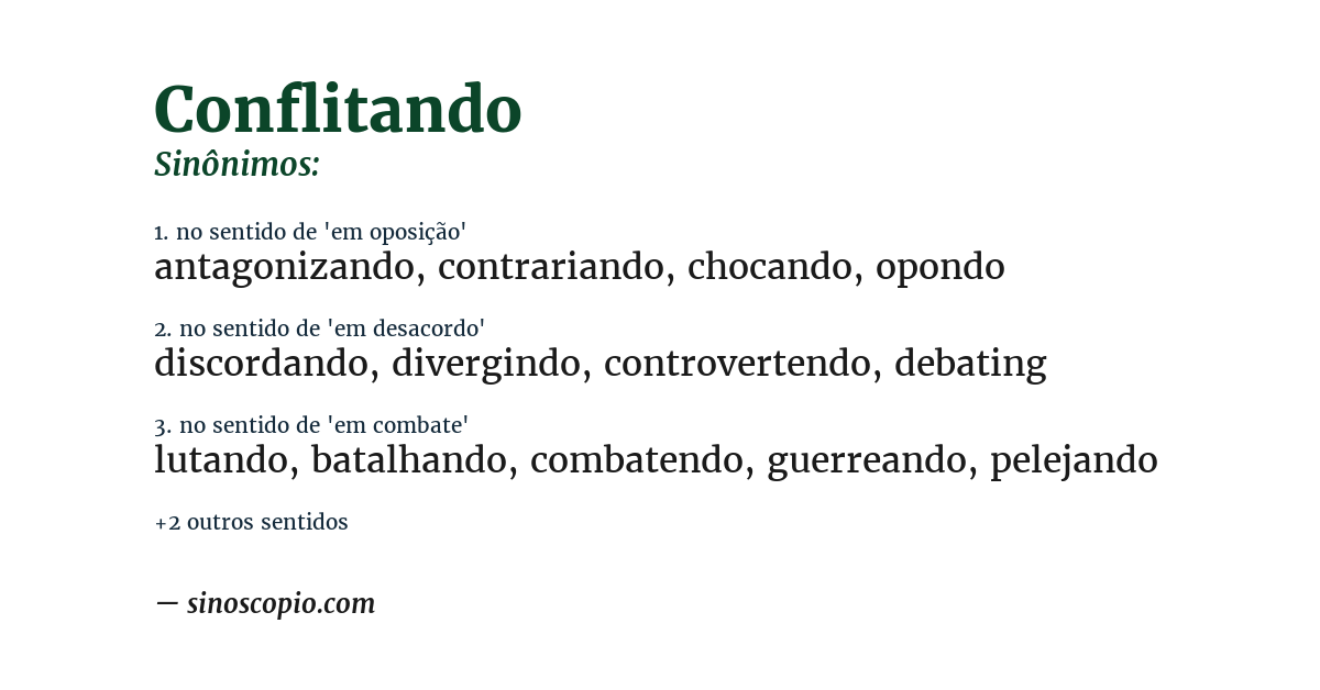 Sinônimo de conflitando