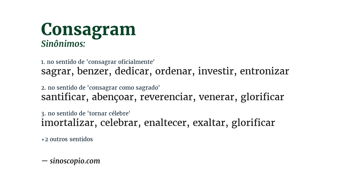 Sinônimo de consagram