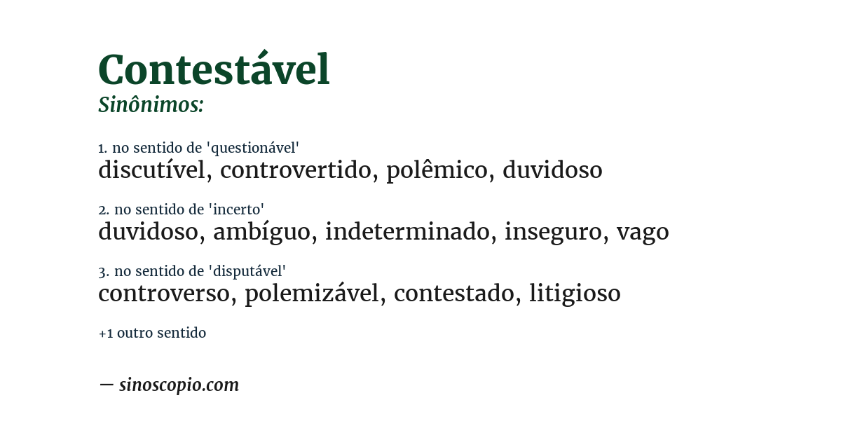 Sinônimo de contestável