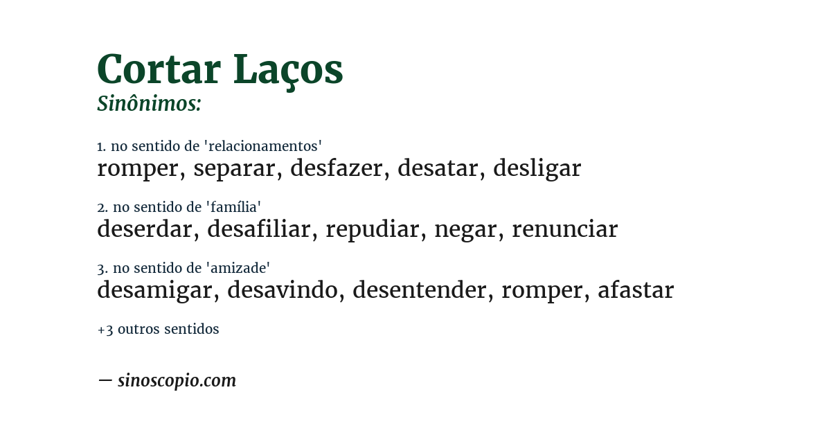 Sinônimo de cortar laços
