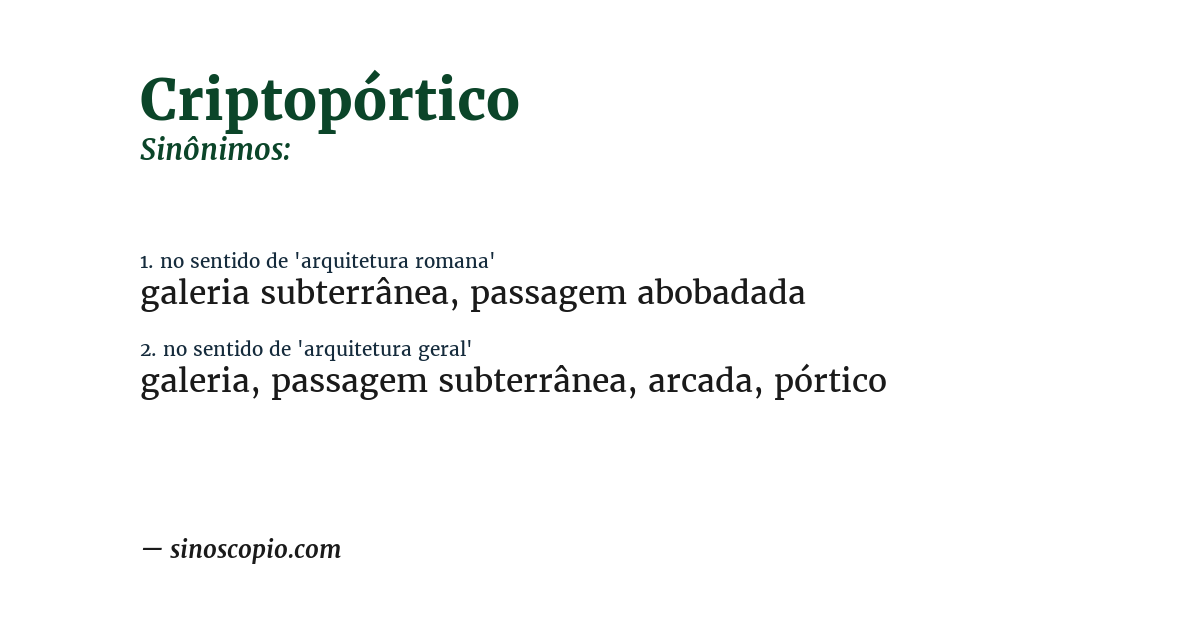 Sinônimo de criptopórtico