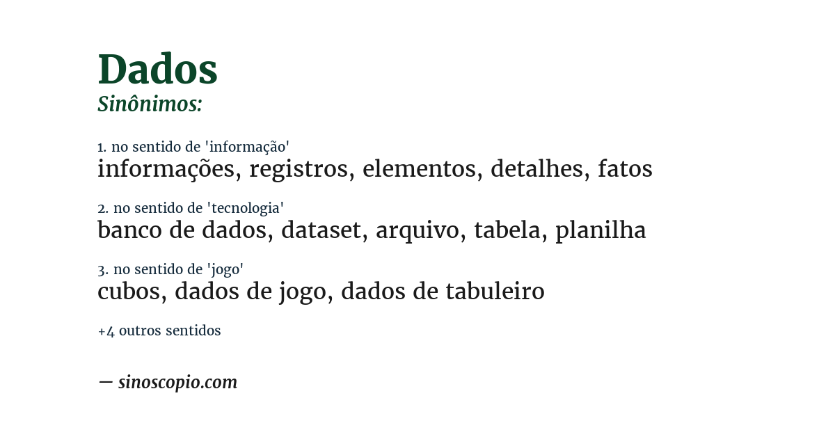 Sinônimo de dados