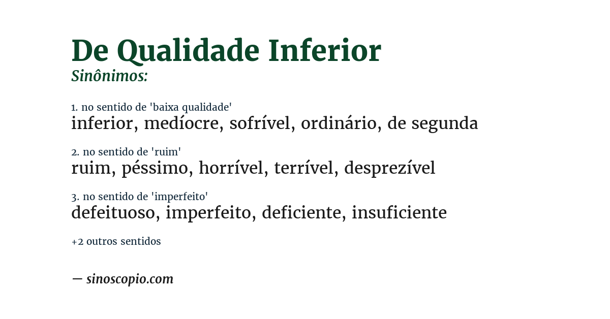 Sinônimo de de qualidade inferior