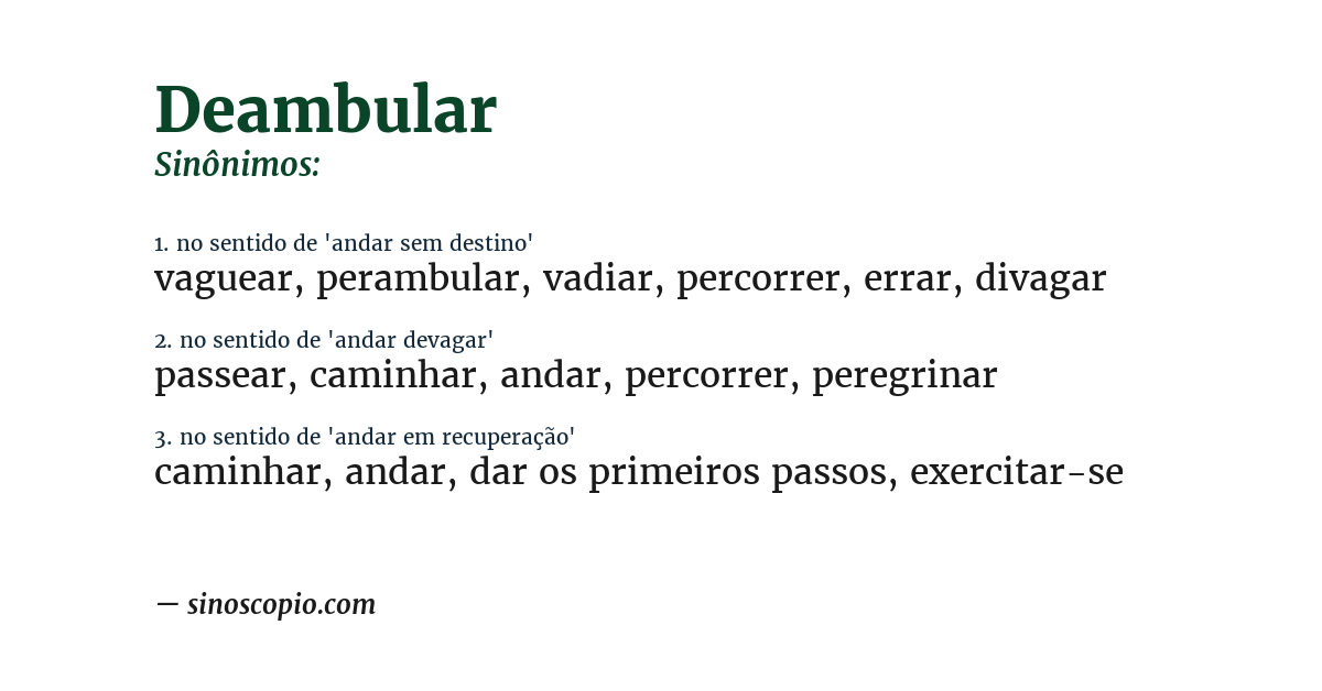 Sinônimo de deambular