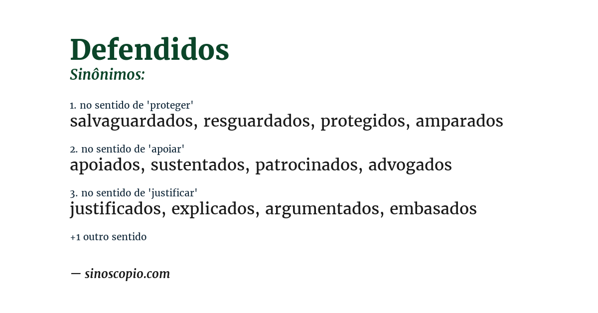 Sinônimo de defendidos