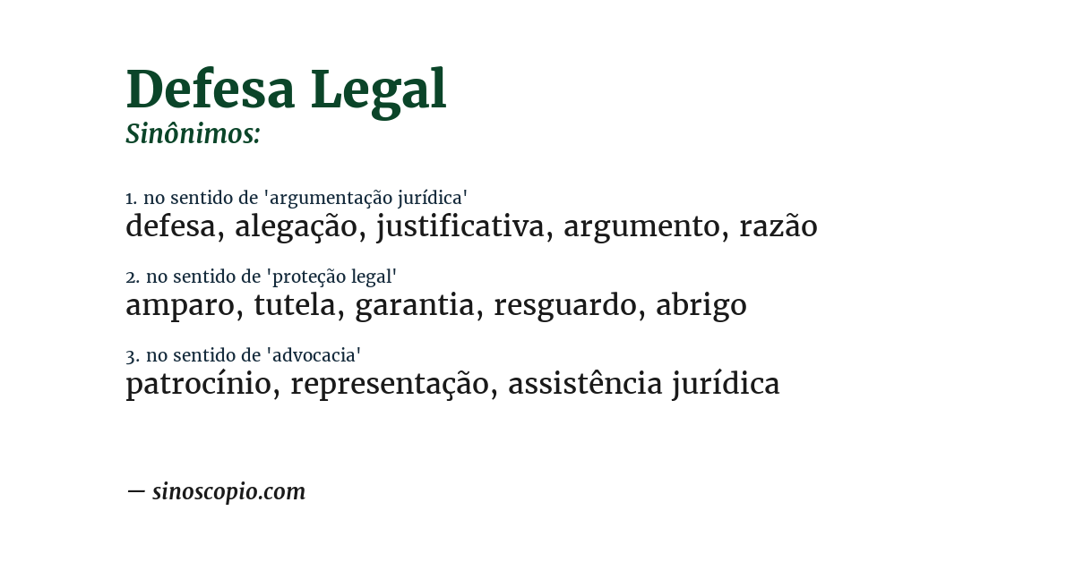 Sinônimo de defesa legal