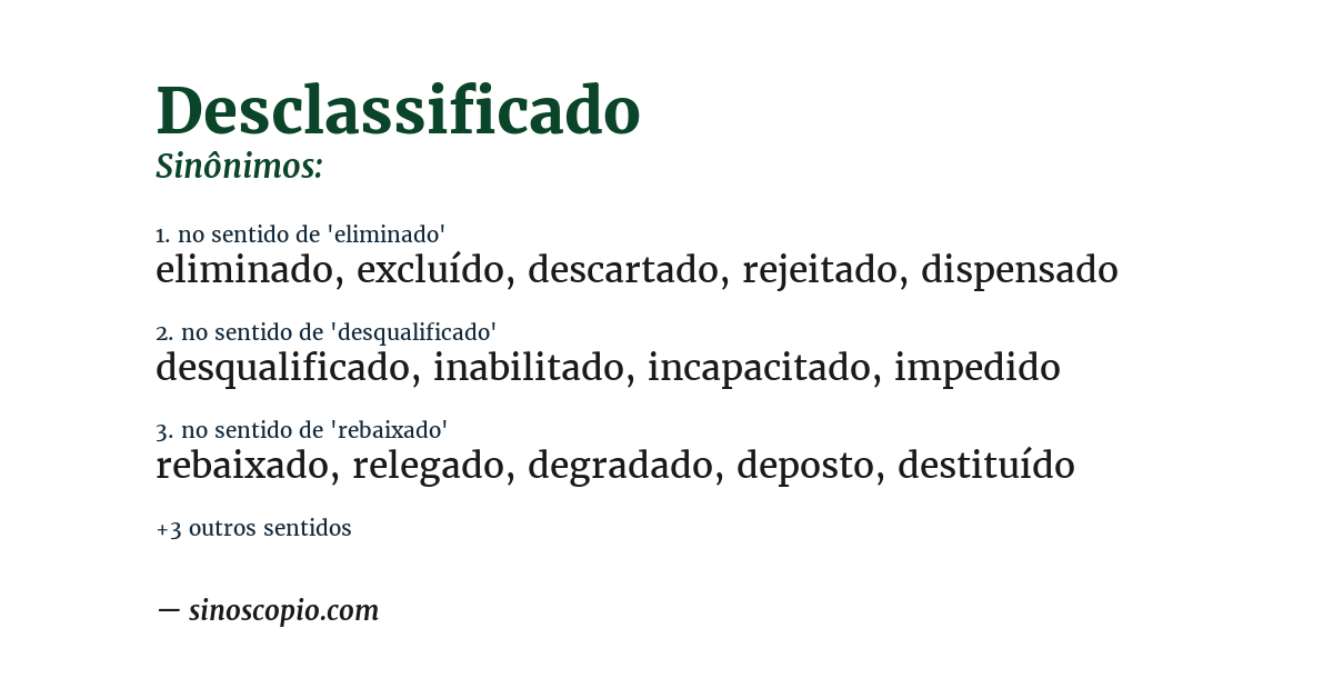 Sinônimo de desclassificado