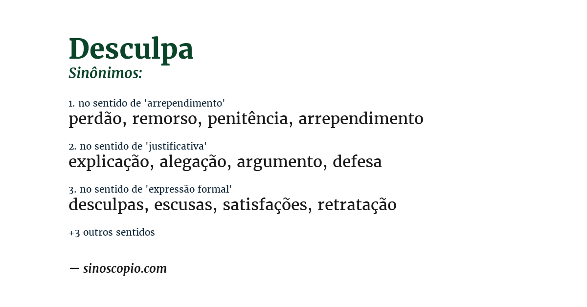 Sinônimo de desculpa