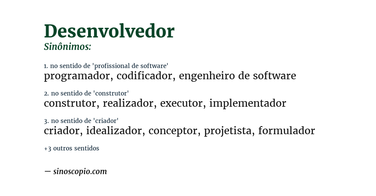 Sinônimo de desenvolvedor