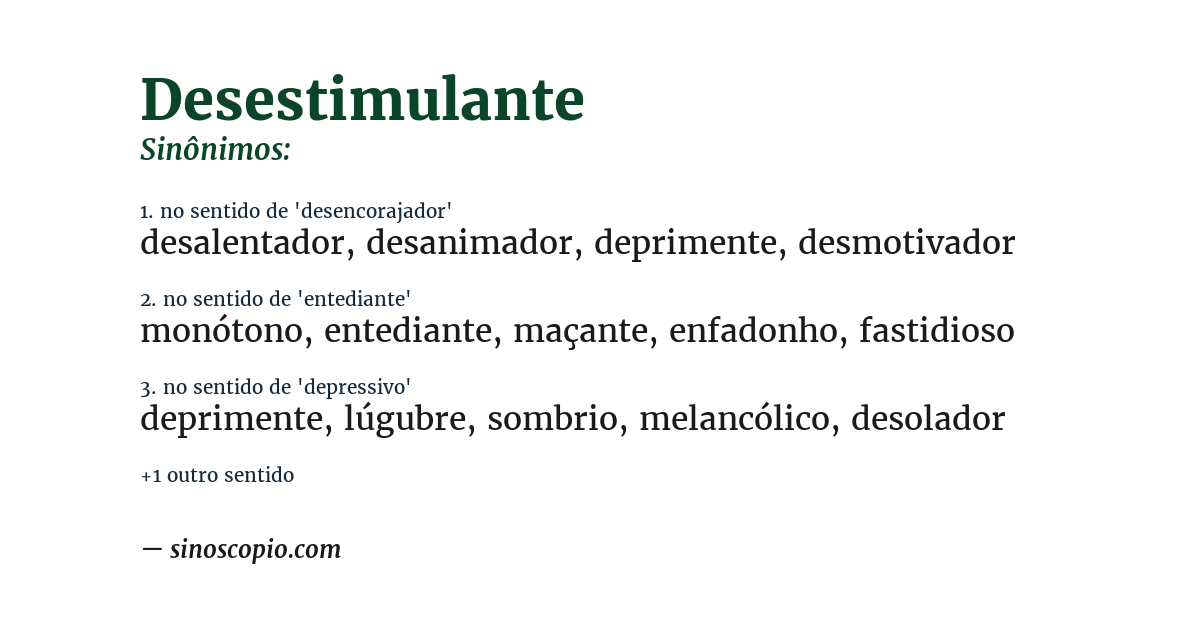 Sinônimo de desestimulante